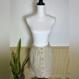 Anthropologie Hei Hei Button Front Skirt Sz 8 Beige Cotton Casual Cottagecore
